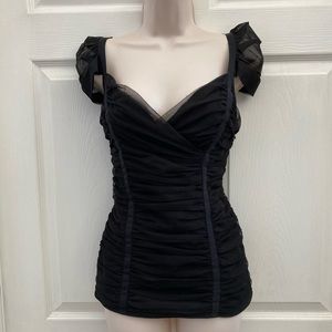 BCBG Max Azria black detailed mesh top , size M.